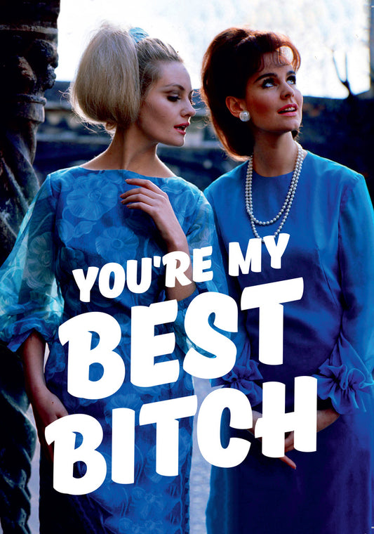 Dean Morris Best Bitch Two Women In Blue Dresses Funny Greeting Card 5x7 DMA297 | 259431