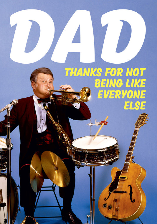 Dean Morris Dad Playing Music Instruments Funny Father's Day Greeting Card 5x7 DMA349 | 259452