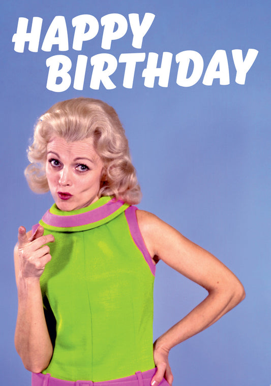 Dean Morris Woman Looking Lime Green Dress Funny Birthday Greeting Card 5x7 DMA353 | 259456