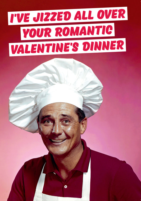 Dean Morris Romantic Dinner Smiling Chef Funny Valentines Day Greeting Card 5x7 DMA414 | 259513