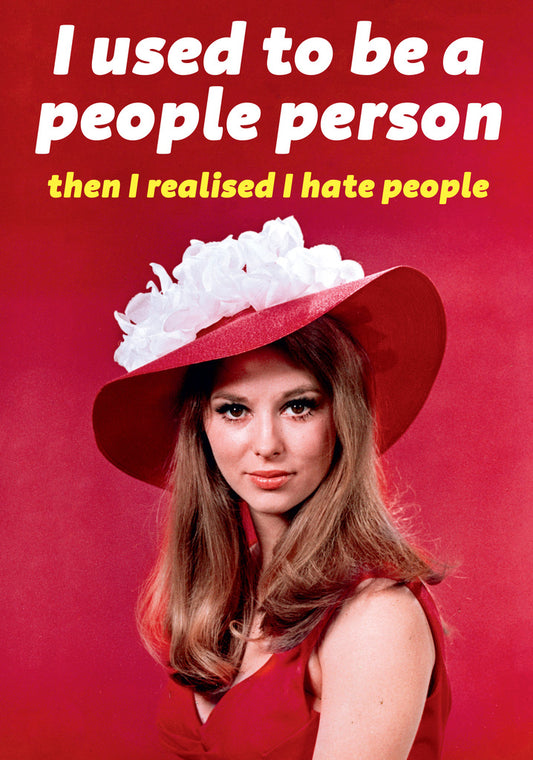 Dean Morris People Person Woman Large Red Hat Funny Anniversary Greeting Card 5x7 DMA443 | 259530