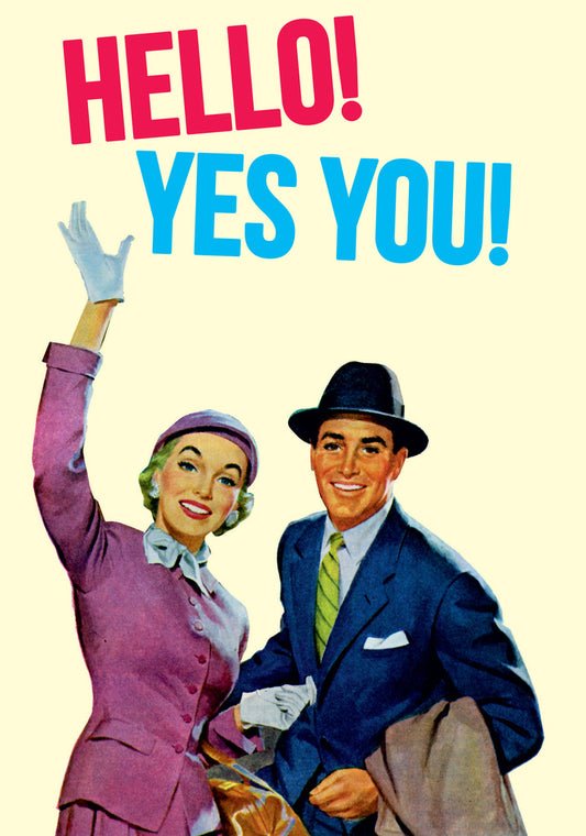 Dean Morris Hello Yes You Retro Happy Couple Funny Greeting Card 5x7 DME09 | 259575