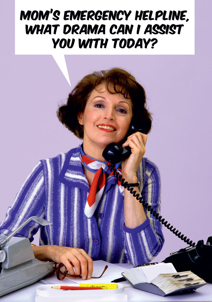 Dean Morris Mom's Emergency Helpline Funny Greeting Card 5x7 DMU172 | 259625