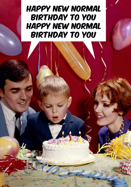 Dean Morris Happy New Normal To You Boy Blowing Cake Funny Birthday Greeting Card 5x7 DMU196 | 259641