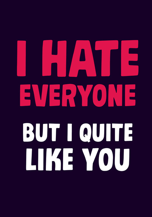 Dean Morris I Hate Everyone Funny Valentine's Day Greeting Card 5x7 DMV92 | 259689