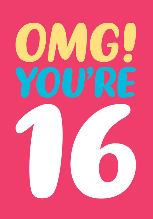 Dean Morris Omg You're 16 Funny Colorful 16th Birthday Greeting Card 5x7 DMY01 | 259726