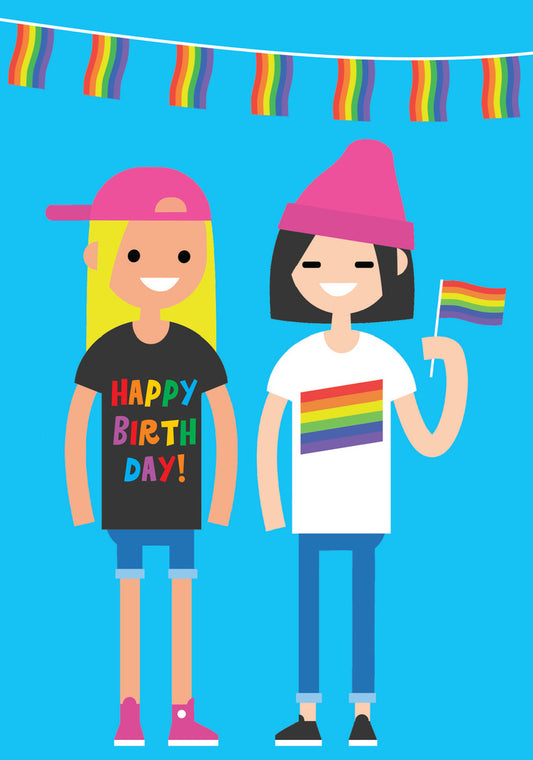 Dean Morris Pride Flag Two Girls Rainbow Funny Birthday Greeting Card 5x7 RAN105 | 259830