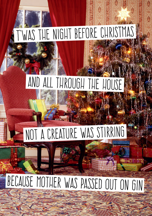 Dean Morris Night Before Christmas Mother Passed Out On Gin Funny Greeting Card 5x7 DMX228 | 259875