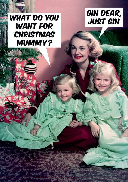 Dean Morris Just Gin Mother And Daughters Sitting Funny Christmas Greeting Card 5x7 DMX246 | 259885