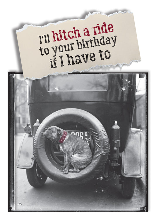 I'll Hitch A Ride To Your Birthday Dog Free Ride Vintage Car Greeting Card 5x7 TROU0009 | 2003 | 260459