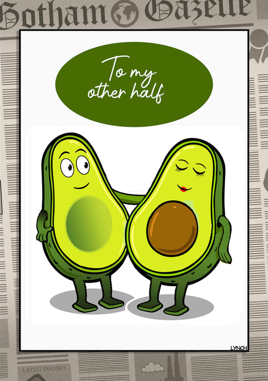 Mark Lynch Avocado Fruit Cut Half Marriage Partner Funny Greeting Card 5x7 | 2195 | 260712