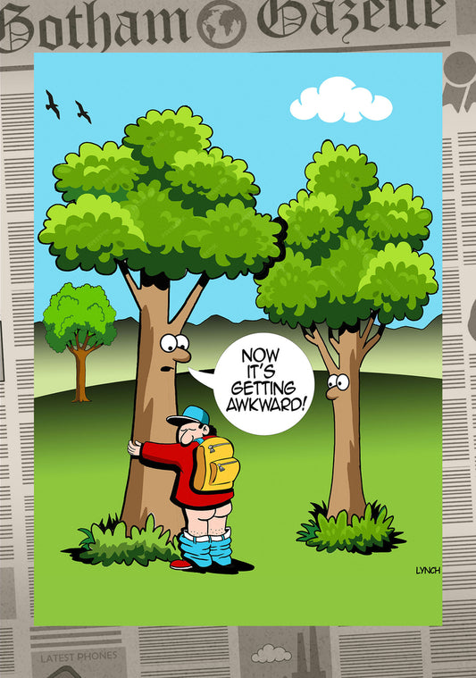 Mark Lynch Pants Down Man Hugging A Tree Funny Birthday Greeting Card 5x7 | 2242 | 260787