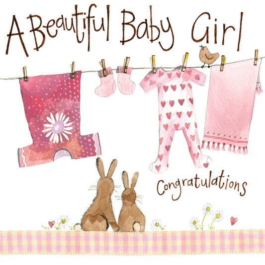 ALEX CLARK PINK WASHING LINE BABY GIRL CARD S148 | 260962