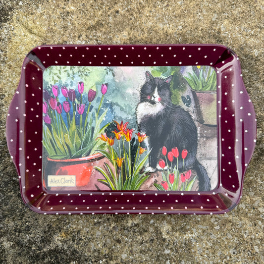 SMALL CAT & TULIPS TRAY STY10