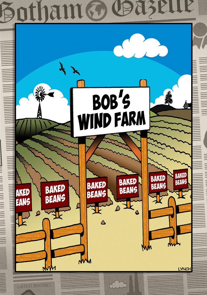 Mark Lynch Baked Beans Wind Farm Funny Birthday Greeting Card 5x7 | 2308 | 261075