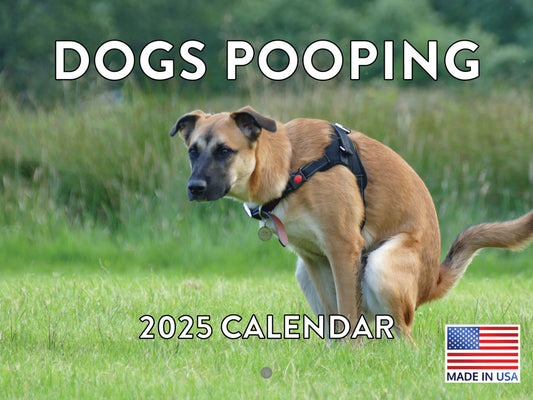 Dogs Pooping Calendar 2025 Funny White Elephant Gift Monthly Wall Calender 12 Month | Made In The USA 261474