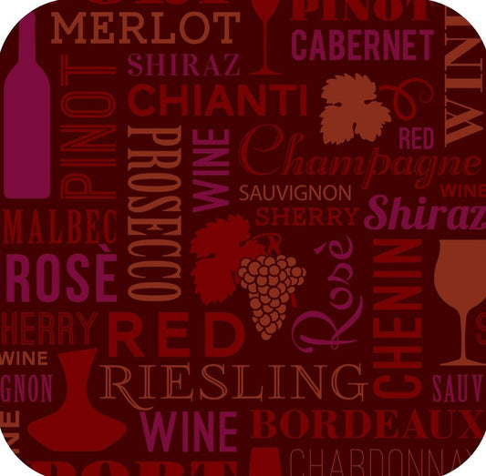 Wine Varieties Burgundy Premium Drink Coaster Resin With Cork Backing 261905 74890 261905