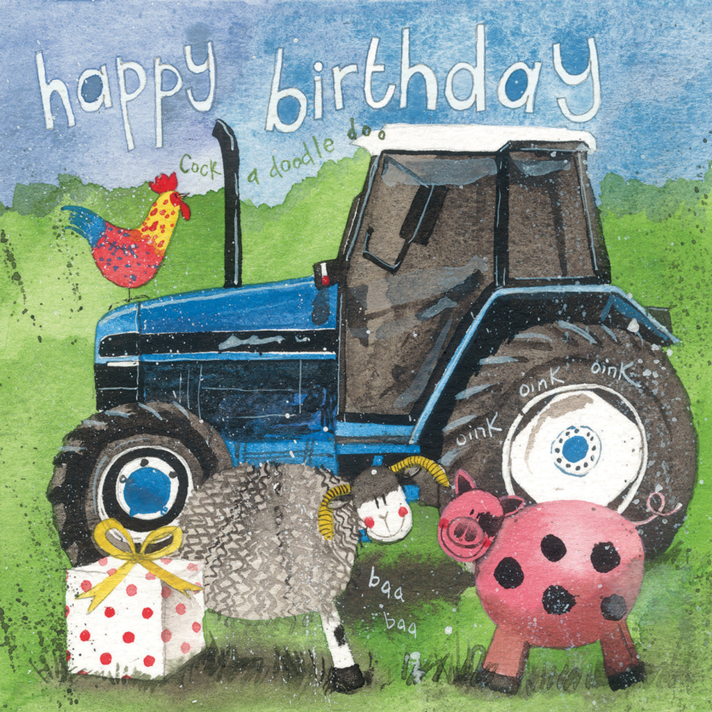 TRACTOR AND PRESENT BIRTHDAY CARD AC548