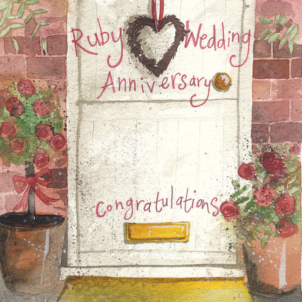 RUBY DOOR WEDDING ANNIVERSARY CARD AC571