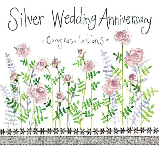 SILVER ROSES ANNIVERSARY CARD S146