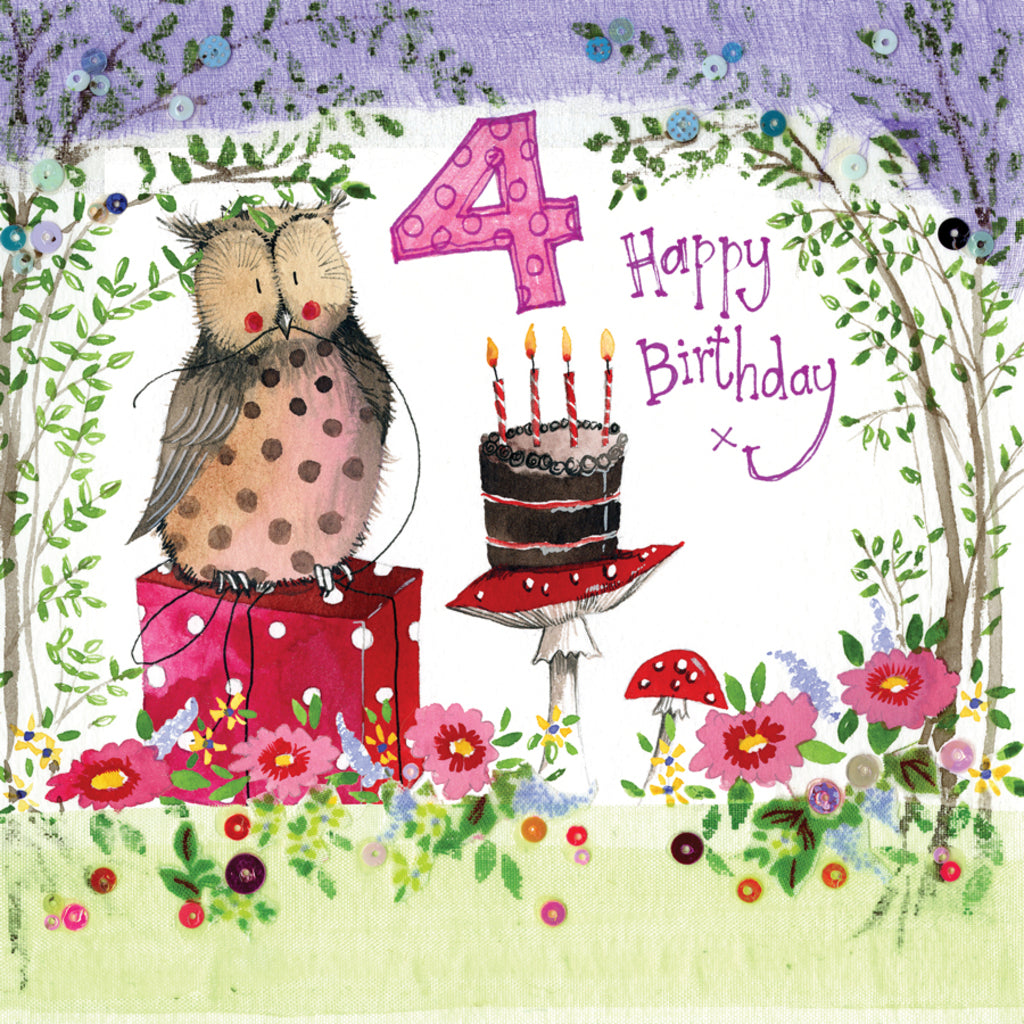 4 YEAR OLD WOODLAND BIRTHDAY CARD S200