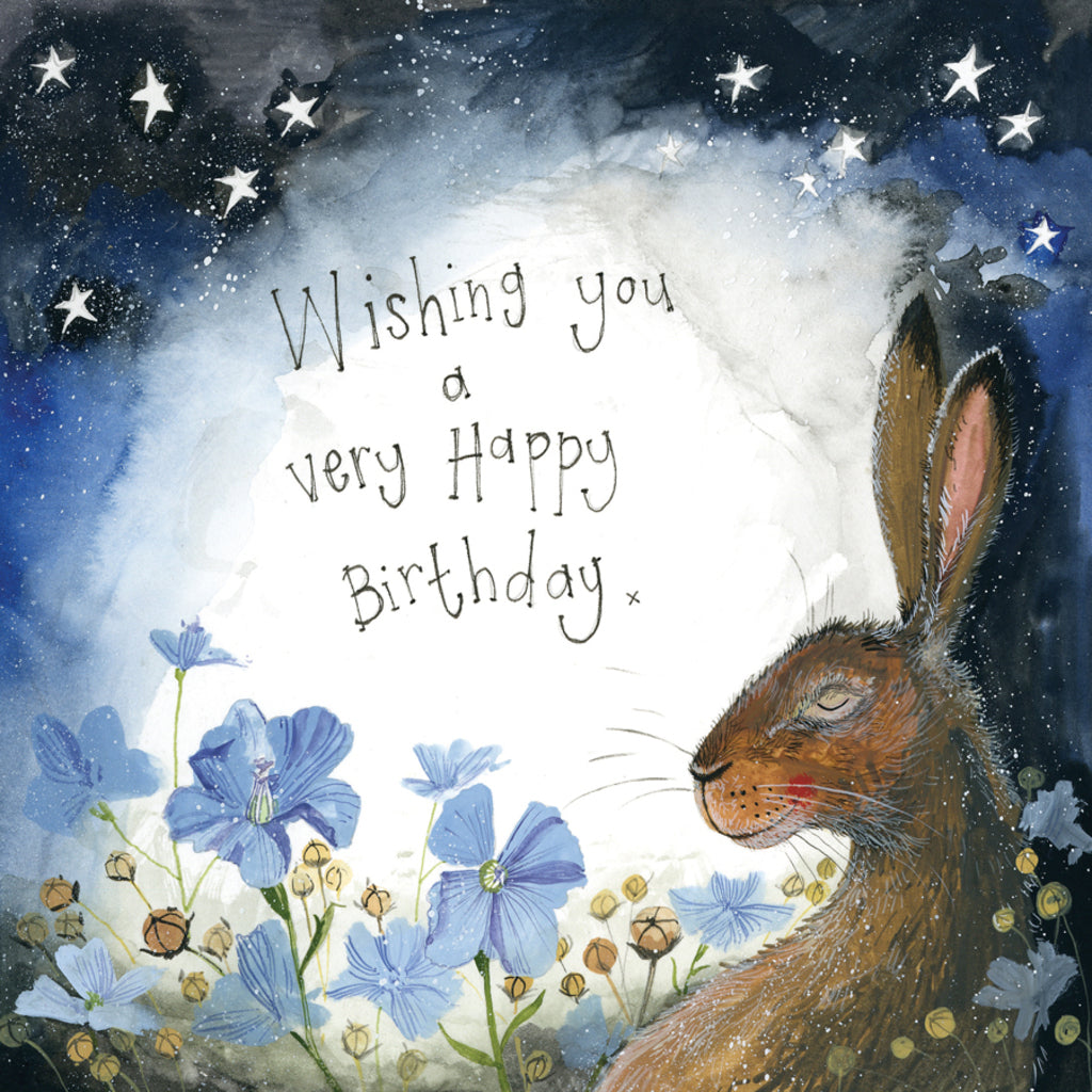 STARLIGHT HARE FOIL BIRTHDAY CARD S359