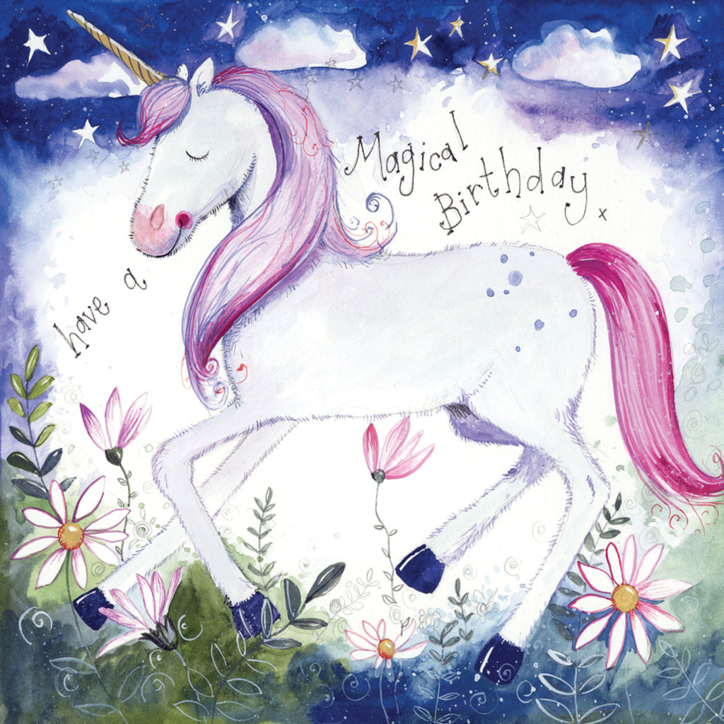 STARLIGHT UNICORN FOIL BIRTHDAY CARD S360