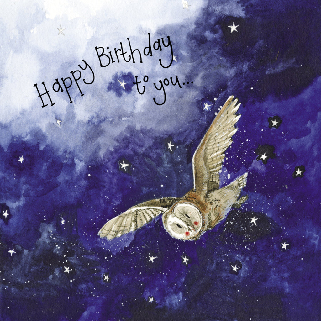 STARLIGHT BARN OWL BIRTHDAY FOIL CARD S394