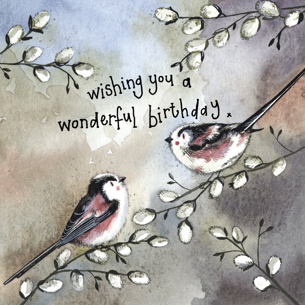 STARLIGHT LONG TAIL TITS BIRTHDAY FOIL CARD S395