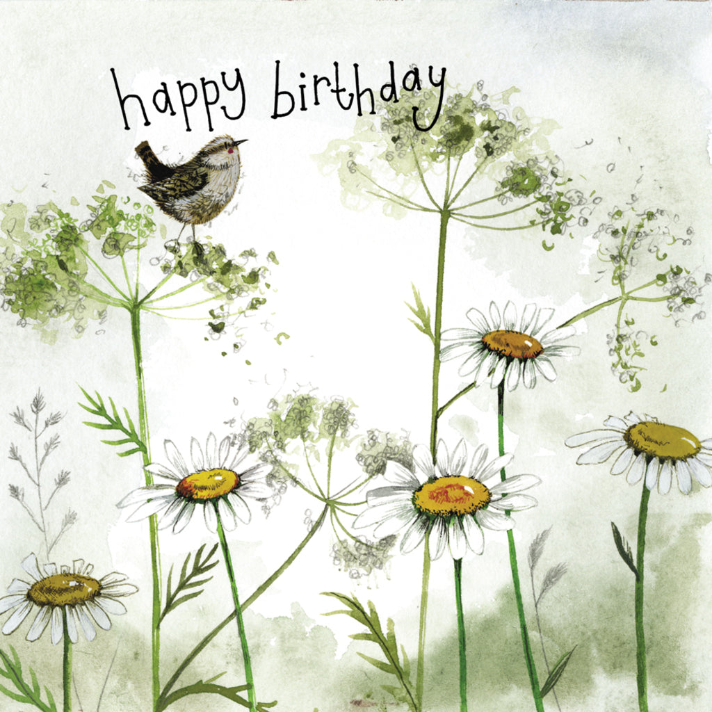 STARLIGHT WREN AND DAISIES BIRTHDAY FOIL CARD S400