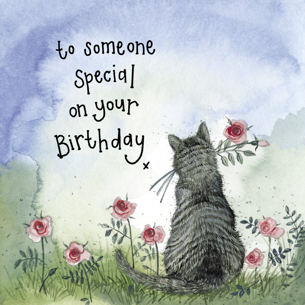 SUNSHINE CAT AND FLOWERS BIRTHDAY FOIL CARD S424