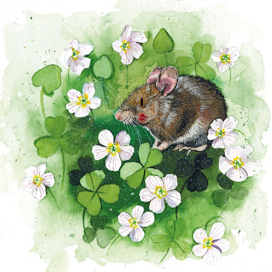 WOOD MOUSE AND WOOD SORREL BLANK CARD AC856