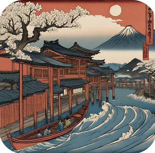 Woodblock Style Print V5 Drink Coaster 265022 2597 265022