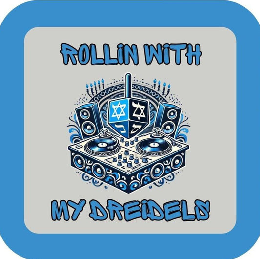 Rollin With My Dreidels Funny Holiday Premium Drink Coaster Resin With Cork Backing 266977