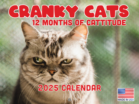 Crabby Cranky Cat Calendar 2025 Funny Monthly Wall Calender 12 Month | Made In The USA 267077