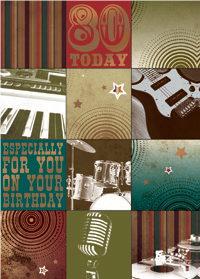 Music- 80th age male birthday card. Retail $2.59. Inside: 80 years young and still rockin... | 04290A | 257488