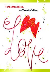 Red and gold hearts- Man I love- Valentine's greeting card. Retail $3.99. Inside: Everyday I love you more and more... | V06691 | 254956